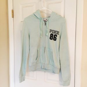 Victoria’s Secret Pink Light Blue Zip up hoodie